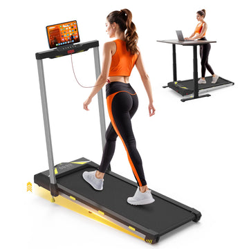 4 in 1 Walking Laufband für Zuhause mit Neigung - Elektrisches Klappbares Laufband 1-12 km/h - Leises Fitnessgerät mit Fernbedienung