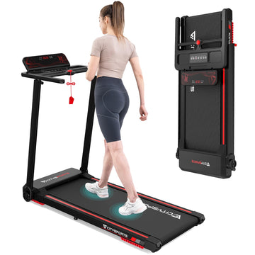 Elektrisches Laufband klappbar für Zuhause & Büro, bis 12 km/h, mit LED-Anzeige, App-Steuerung & 360° Tablet-Halter, kompaktes Walking Pad – Schwarz